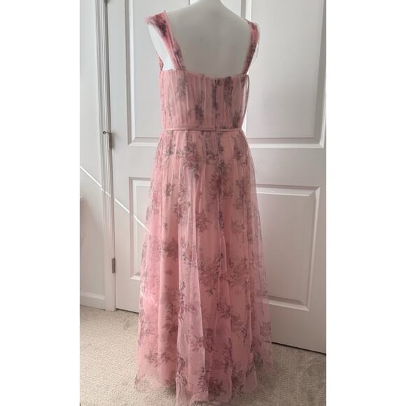 Marchesa Notte Blush Pink Floral Tulle Formal Gown Maxi Dress Women’s Size 18 - Picture 5 of 12